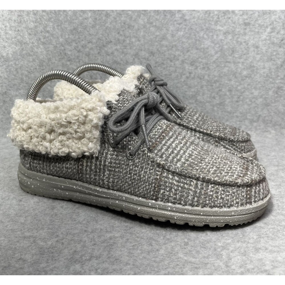 Hey Dude Britt Shoes Womens 6 Remi Gray Cozy Fleece Lined‎ Chukka Winter Warm